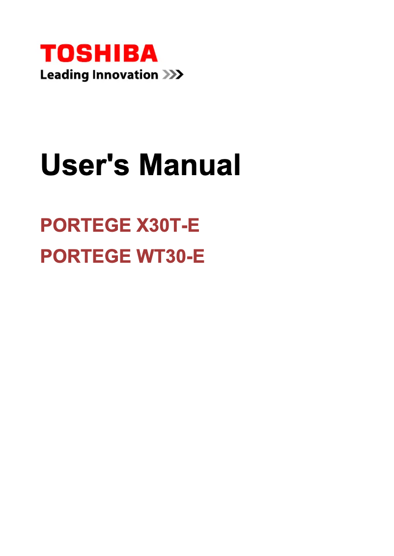 Page n°1 - Manuel utilisateur Toshiba Portege X30T