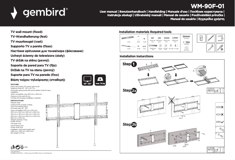 Page n°1 - Manuel utilisateur Gembird WM-90F-01