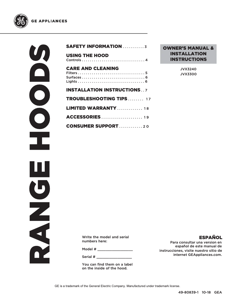 Imagen de la primera página del manual del dispositivo JVX3300SJSS