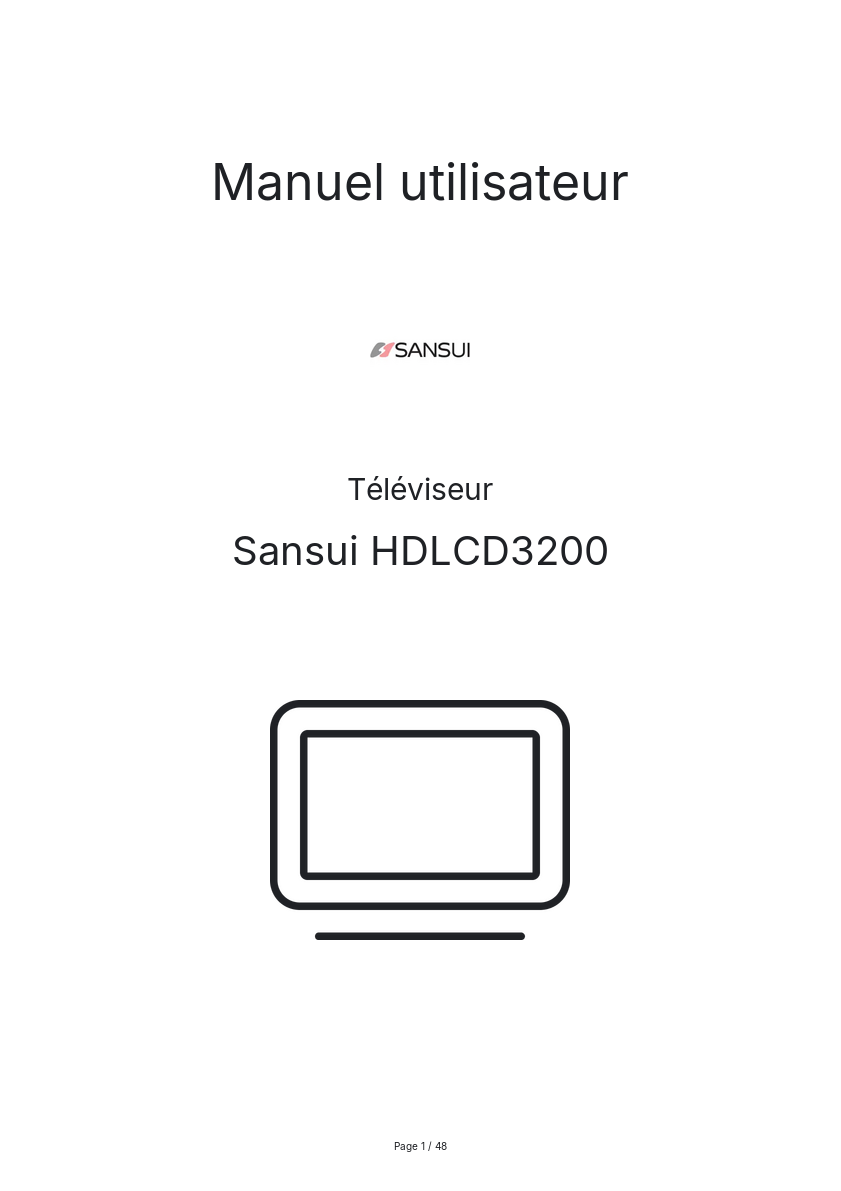 Page n°1 - Manuel utilisateur Sansui HDLCD3200