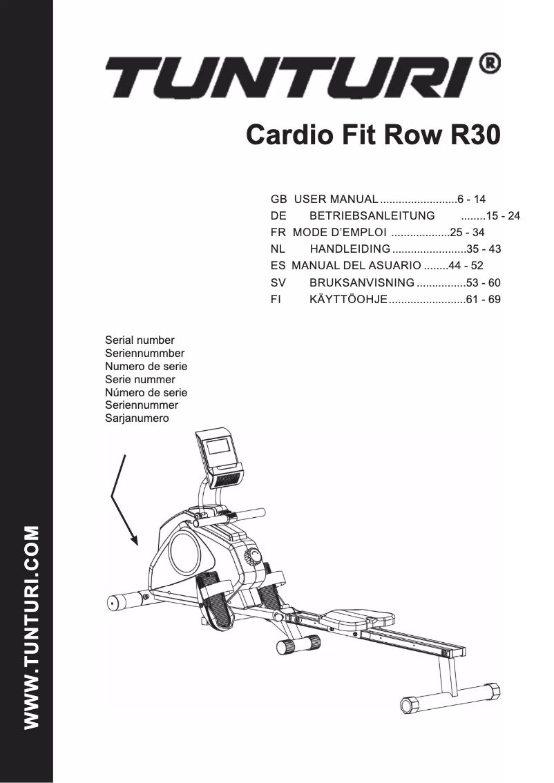 Page 1 de la notice Manuel utilisateur Tunturi Cardio Fit R30