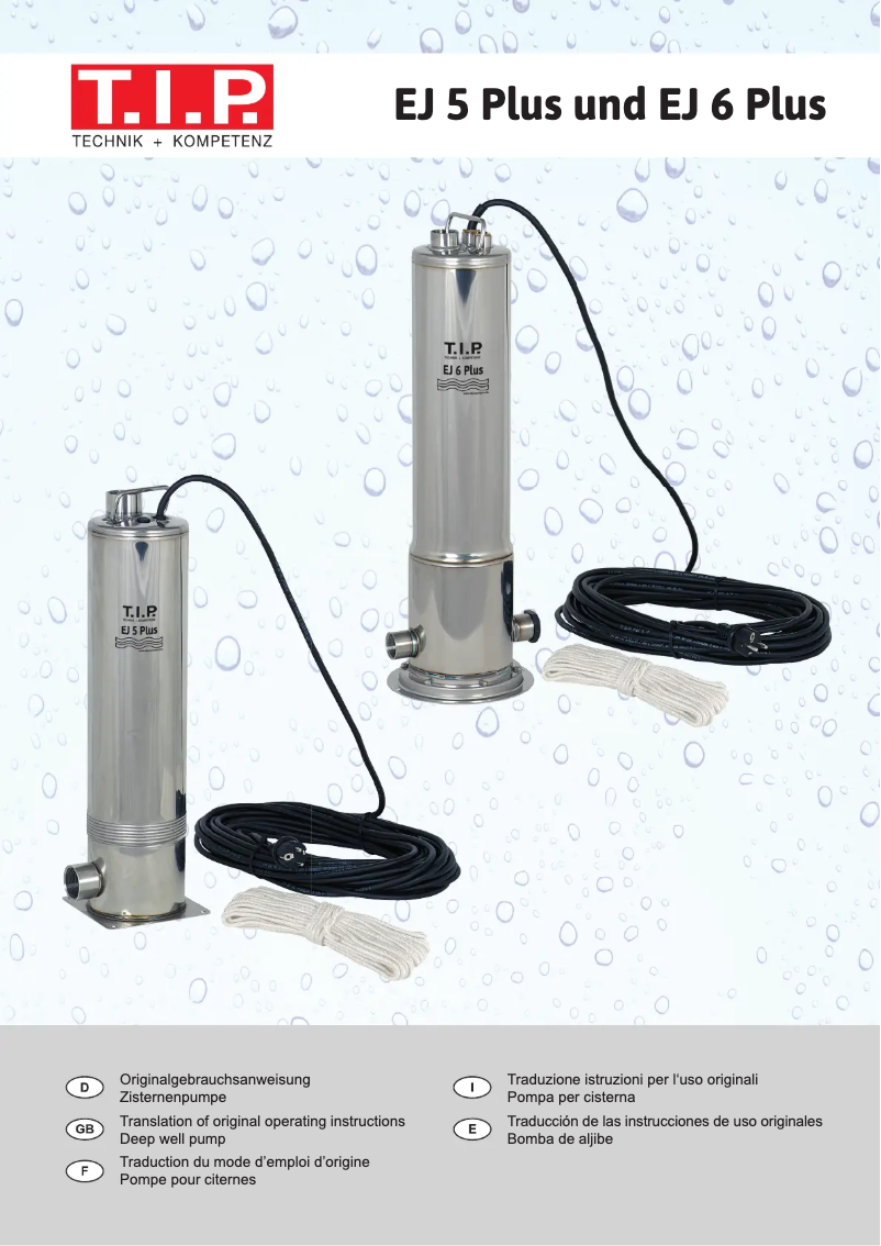 Image de la première page du manuel de l'appareil EJ 6 Plus