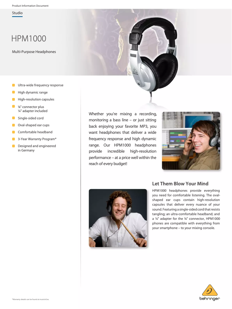 Image de la première page du manuel de l'appareil HPM1000