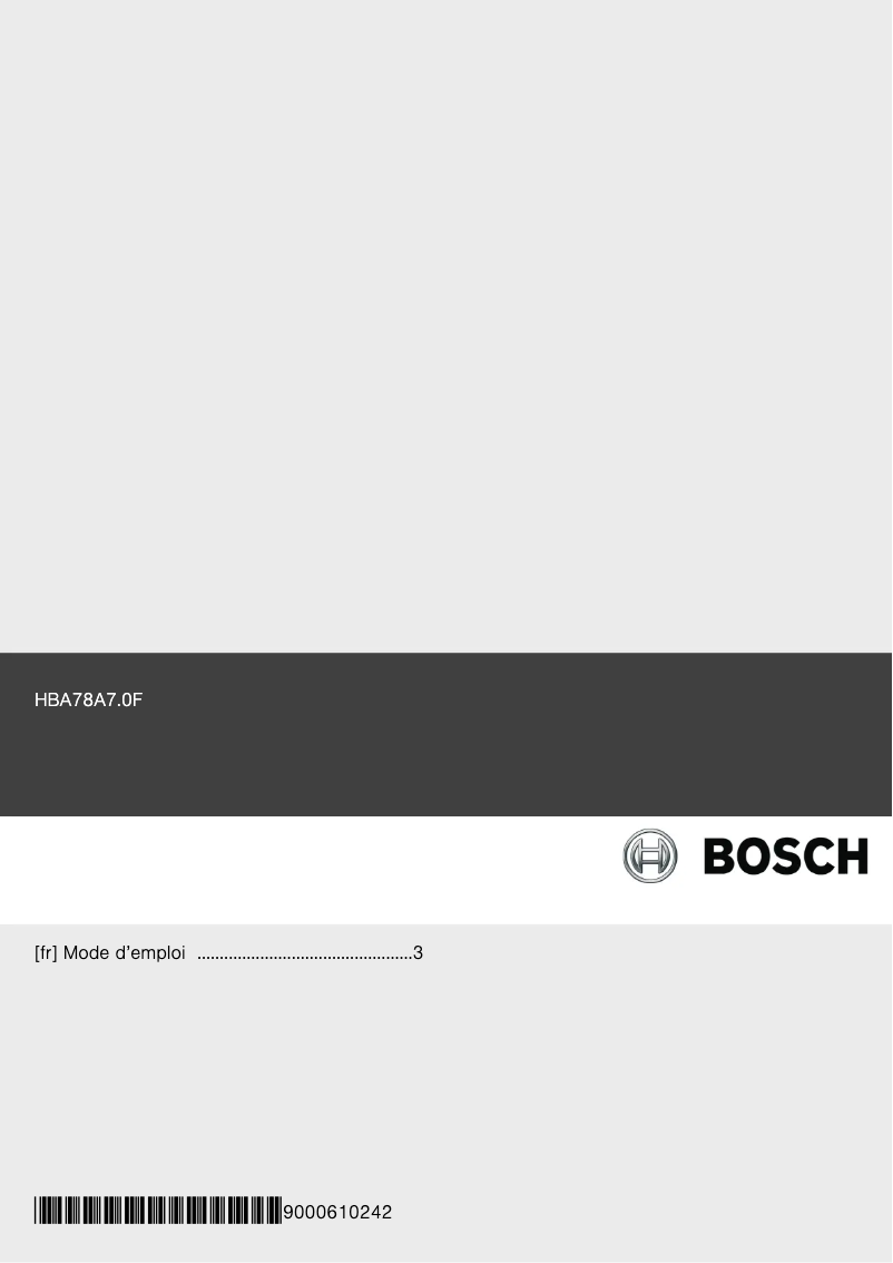 Page n°1 - Manuel utilisateur Bosch HBA78A750F