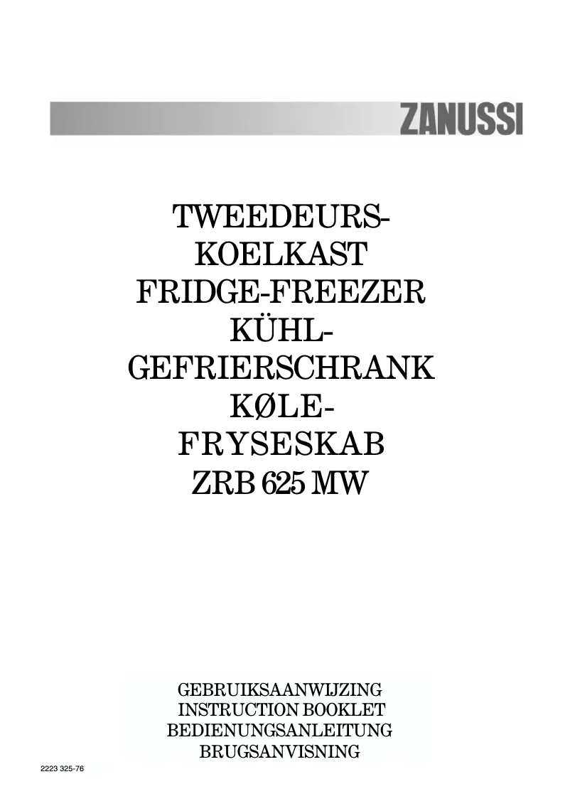 Page n°1 - Manuel utilisateur Zanussi ZRB 625 MW