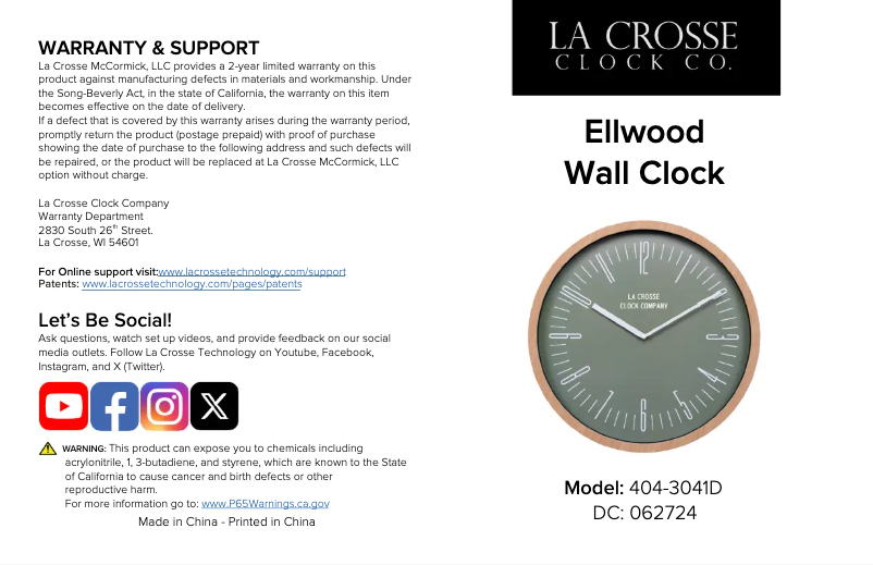 Page n°1 - Manuel utilisateur La Crosse Technology 404-3041D