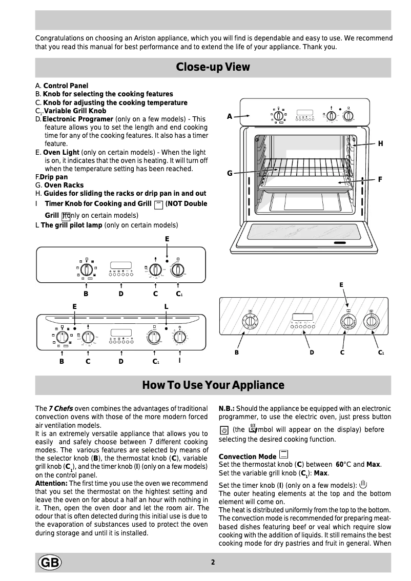 Page 1 de la notice Manuel utilisateur Ariston Thermo FM 87 C