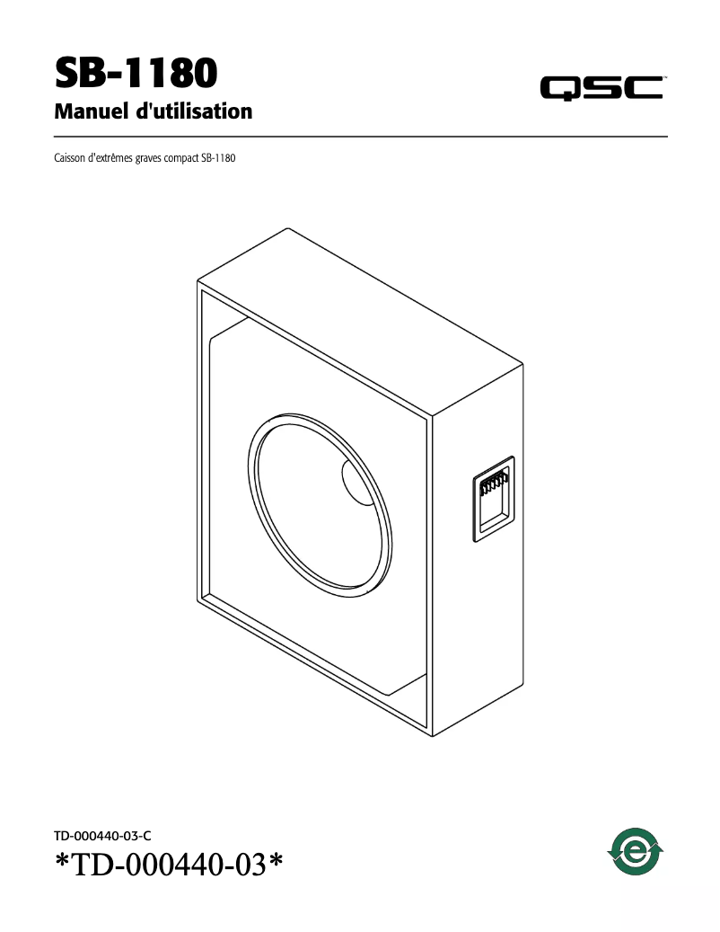 Page n°1 - Manuel utilisateur QSC SB-1180