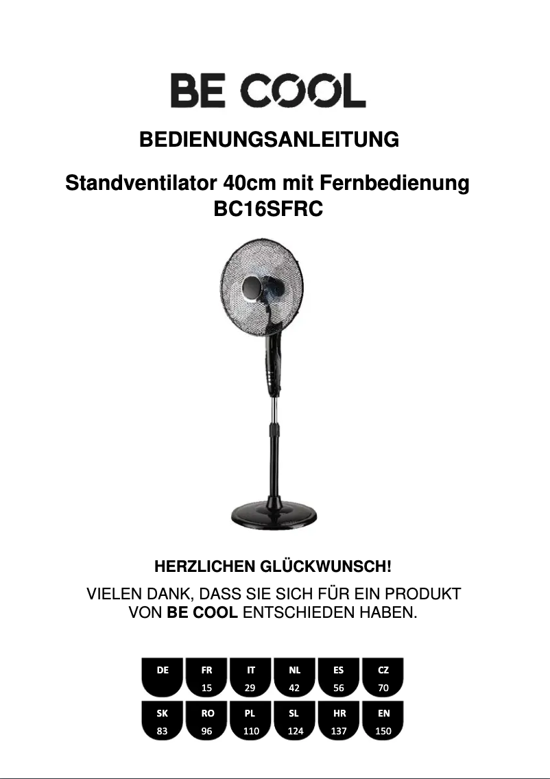 Image de la première page du manuel de l'appareil BC16SFRC