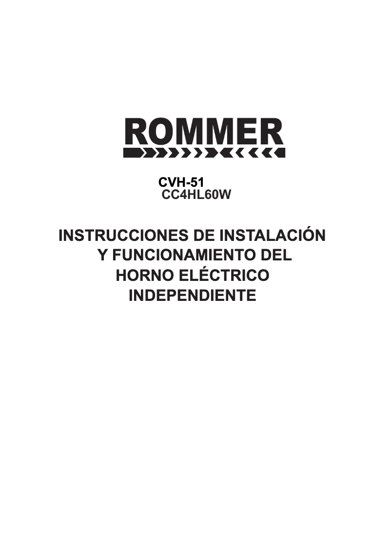 Page 1 de la notice Manuel utilisateur Rommer CVH 51