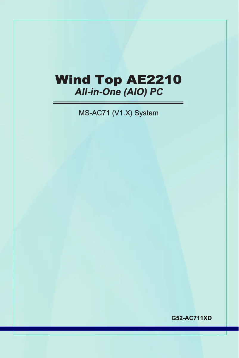 Page 1 de la notice Manuel utilisateur MSI AE2210-i32141W7P