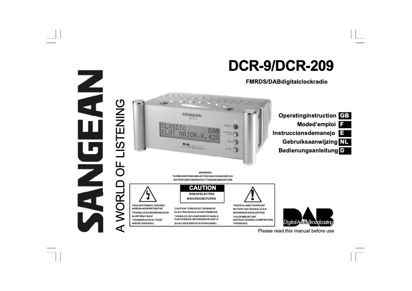 Page n°1 - Manuel utilisateur Sangean DCR-9