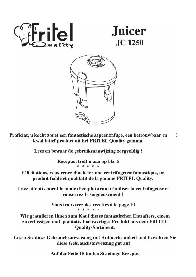 Image de la première page du manuel de l'appareil JC 1250