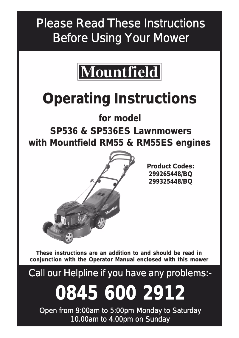 Page 1 de la notice Manuel utilisateur Mountfield SP536