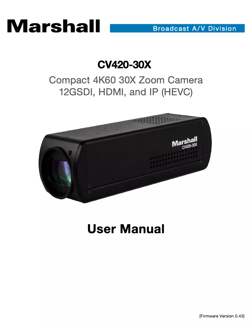 Página 1 del manual Manual de usuario Marshall Electronics CV420-30X