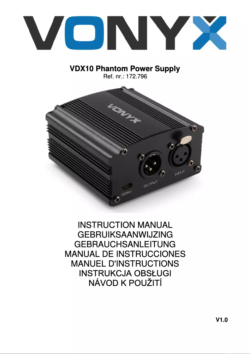 Imagen de la primera página del manual del dispositivo VDX10
