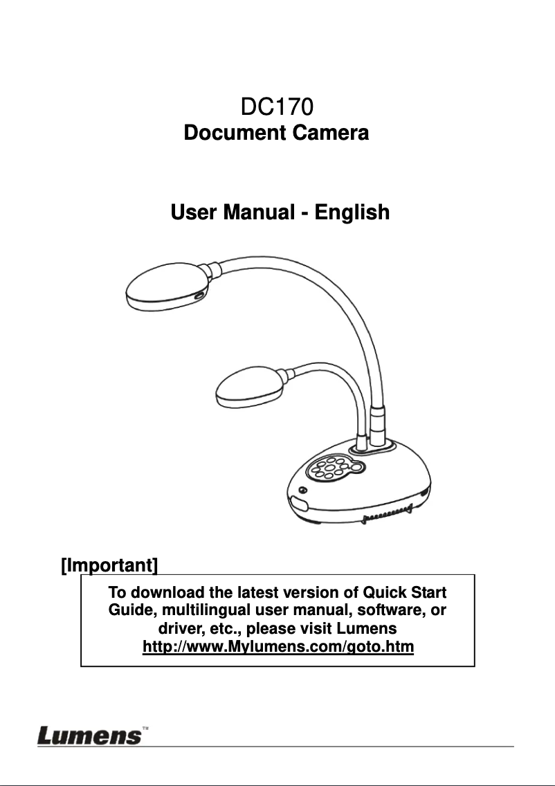 Page n°1 - Manuel utilisateur Lumens DC170 =