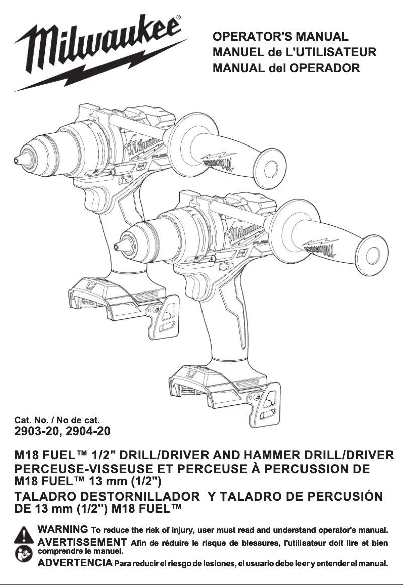 Page n°1 - Manuel utilisateur Milwaukee M18 FUEL 2904-22