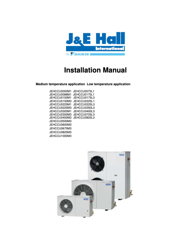 Page 1 de la notice Guide d'installation Daikin JEHCCU0095CM1