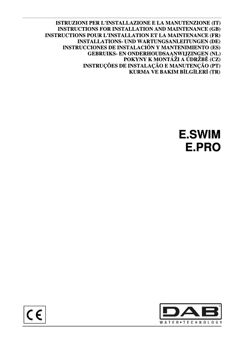 Image de la première page du manuel de l'appareil E.Swim 150 M