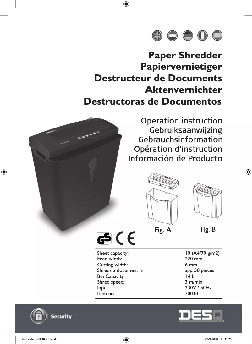 Page n°1 - Manuel utilisateur Desq 20030