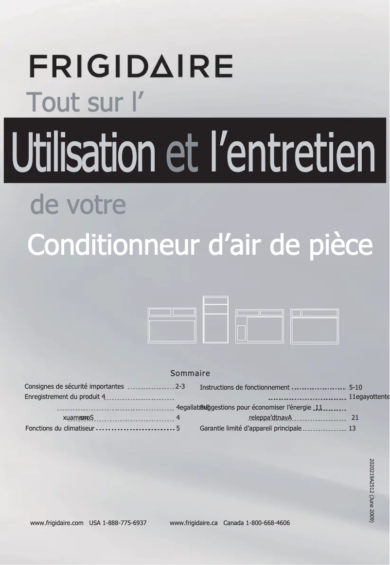 Page n°1 - Manuel utilisateur Frigidaire LRA11PZW1
