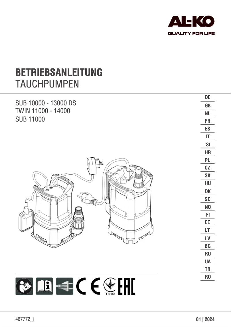 Image de la première page du manuel de l'appareil Sub 11000