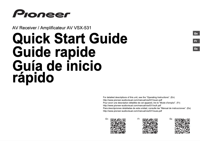 Page n°1 - Manuel utilisateur Pioneer VSX-531