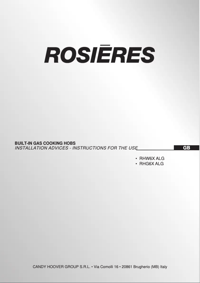 Página 1 del manual Manual de usuario Rosieres RHW6X ALG