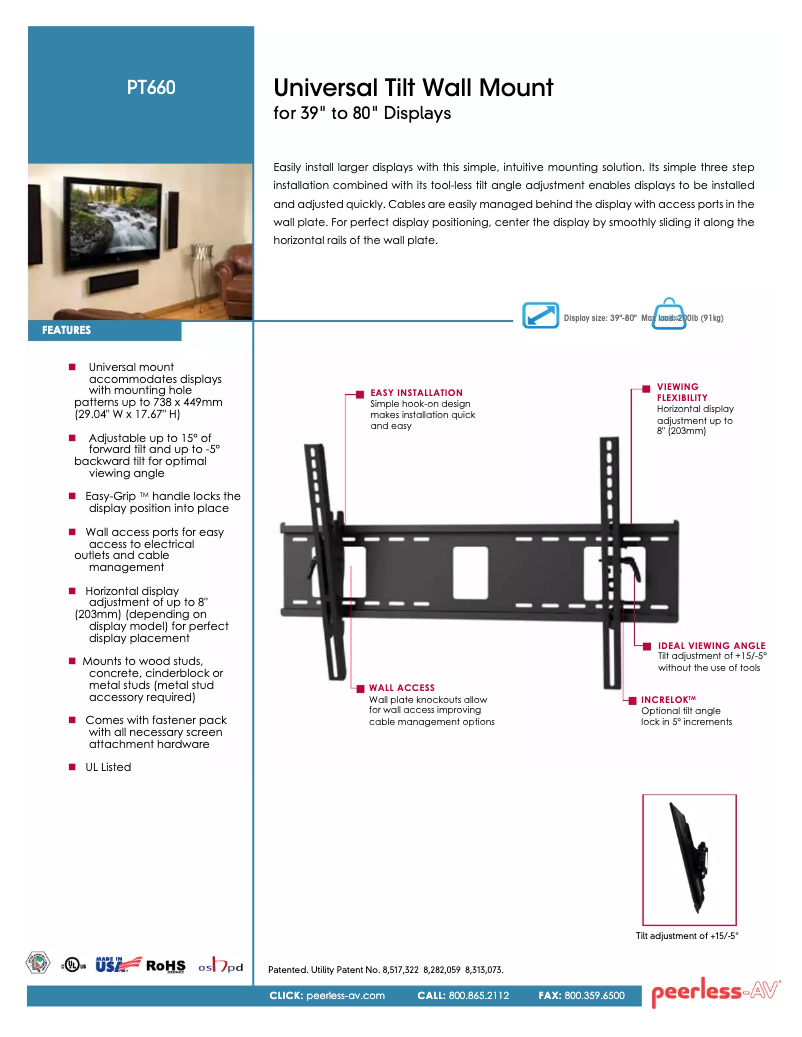 Page 1 de la notice Manuel utilisateur Peerless-AV PT660