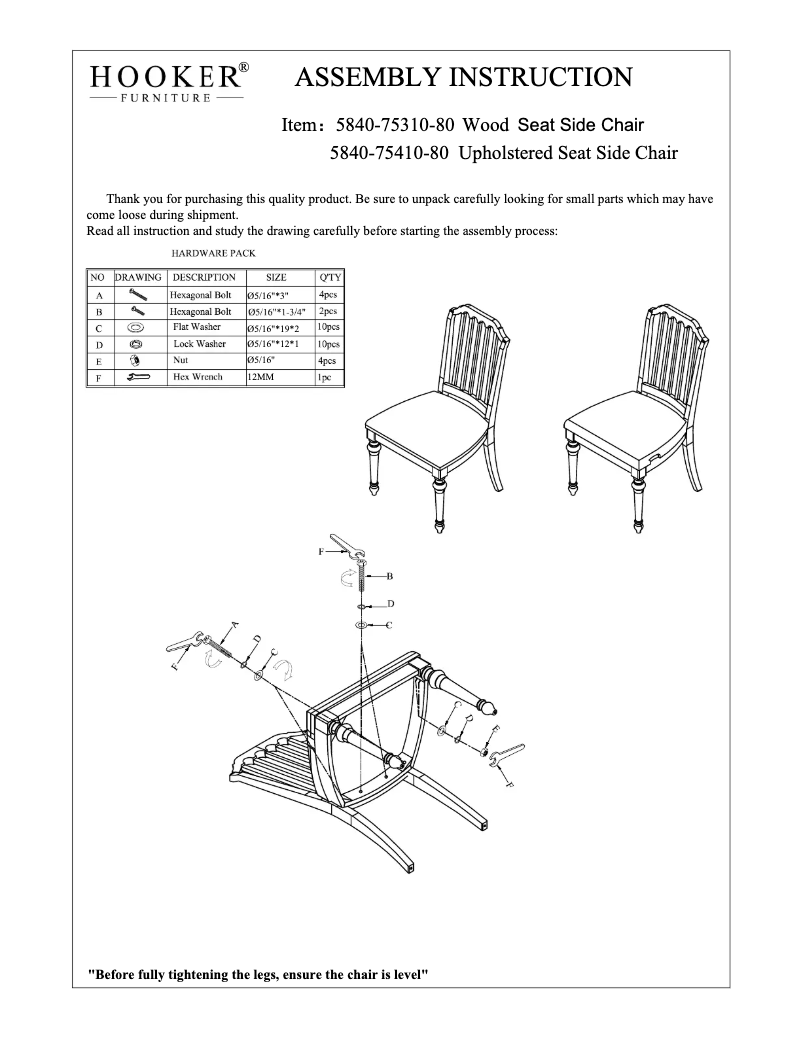 Page 1 de la notice Manuel utilisateur Hooker 5840-75410-80
