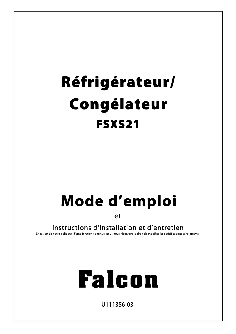 Page n°1 - Manuel utilisateur Falcon FSXS21