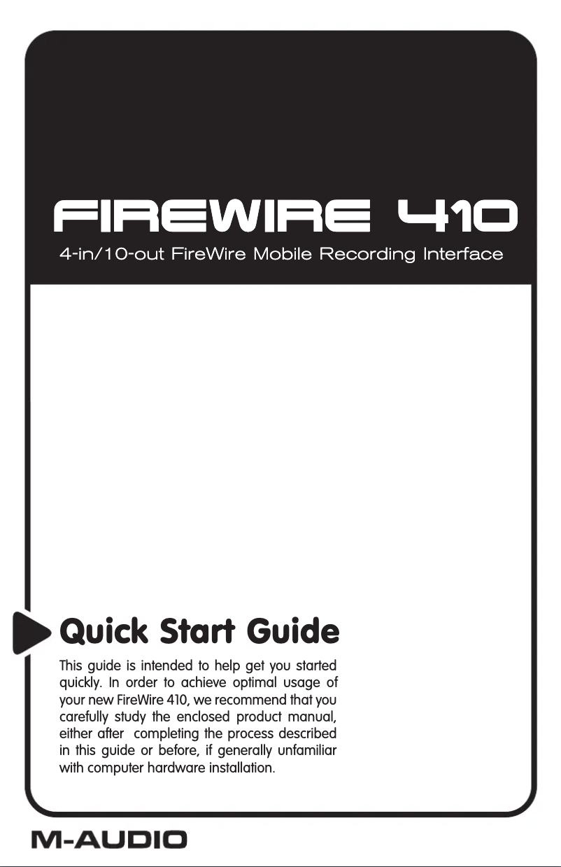 Image de la première page du manuel de l'appareil FireWire 410