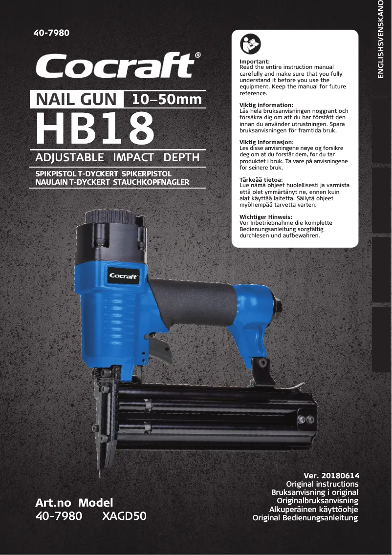 Page n°1 - Manuel utilisateur Cocraft HB18