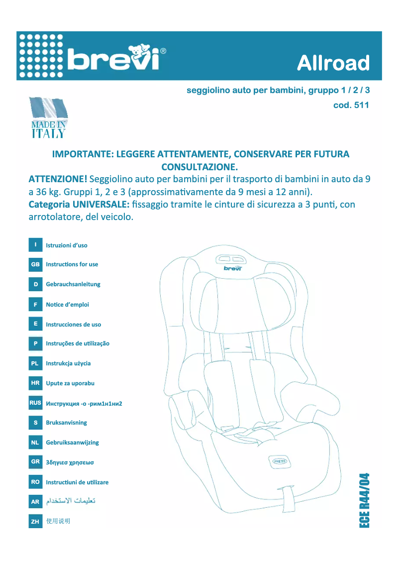 Page 1 de la notice Manuel utilisateur Brevi Allroad