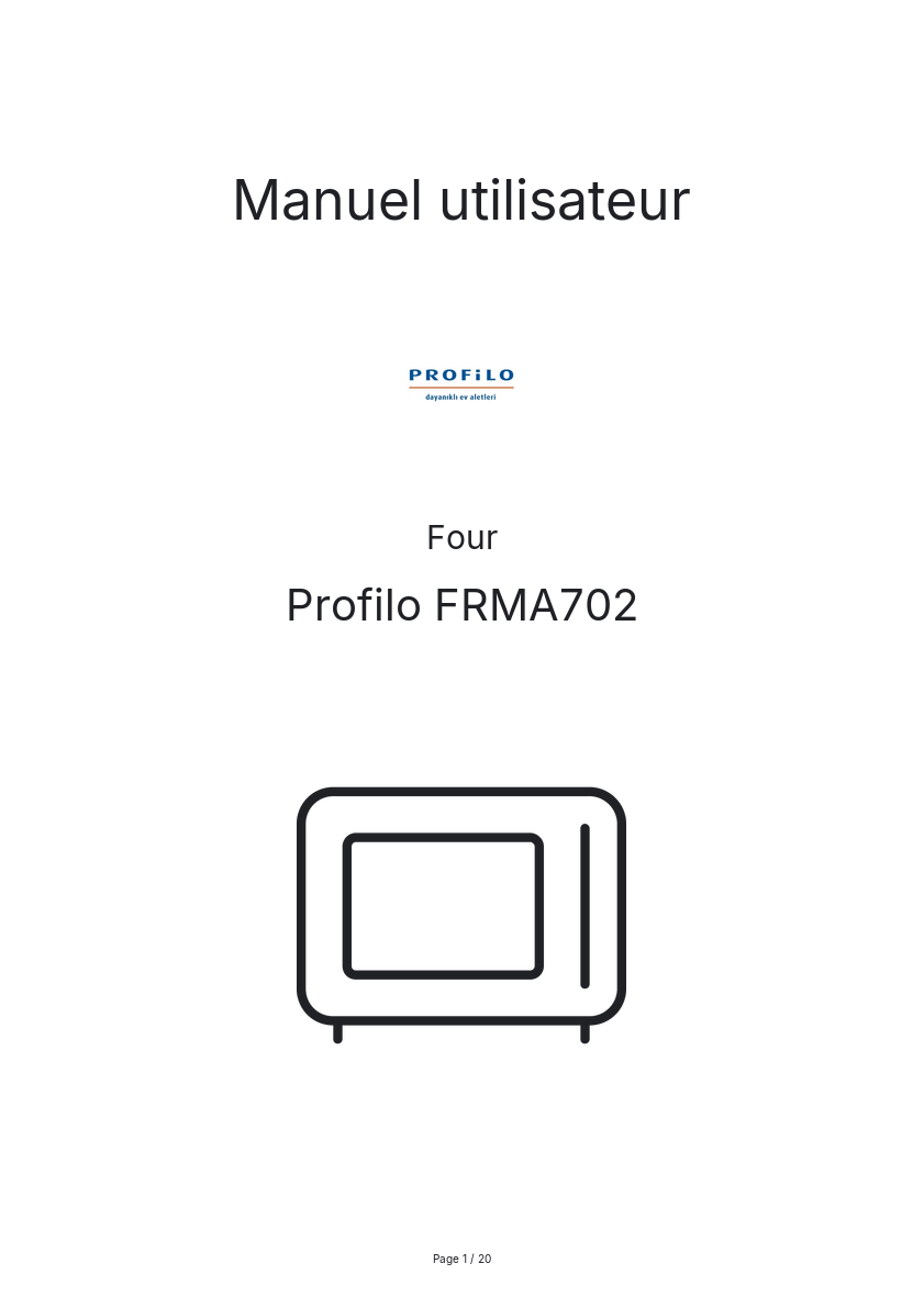 Page n°1 - Manuel utilisateur Profilo FRMA702
