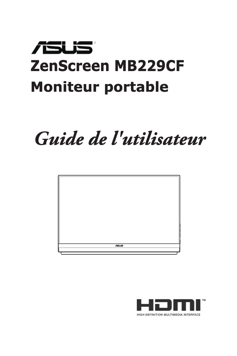 Page 1 de la notice Manuel utilisateur Asus ZenScreen MB229CF