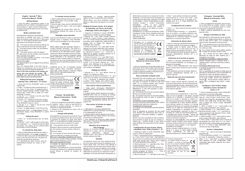 Page 1 de la notice Manuel utilisateur Lexibook RL940