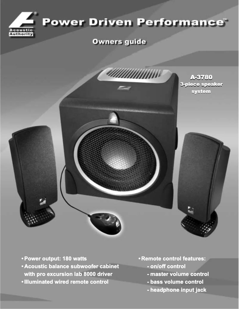 Page n°1 - Manuel utilisateur Cyber Acoustics A-3780
