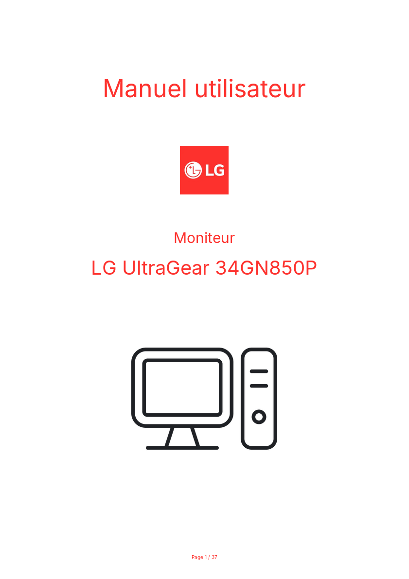 Image de la première page du manuel de l'appareil UltraGear 34GN850P