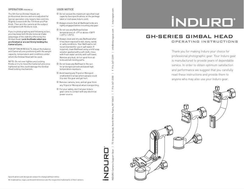 Page n°1 - Manuel utilisateur Induro GHB1