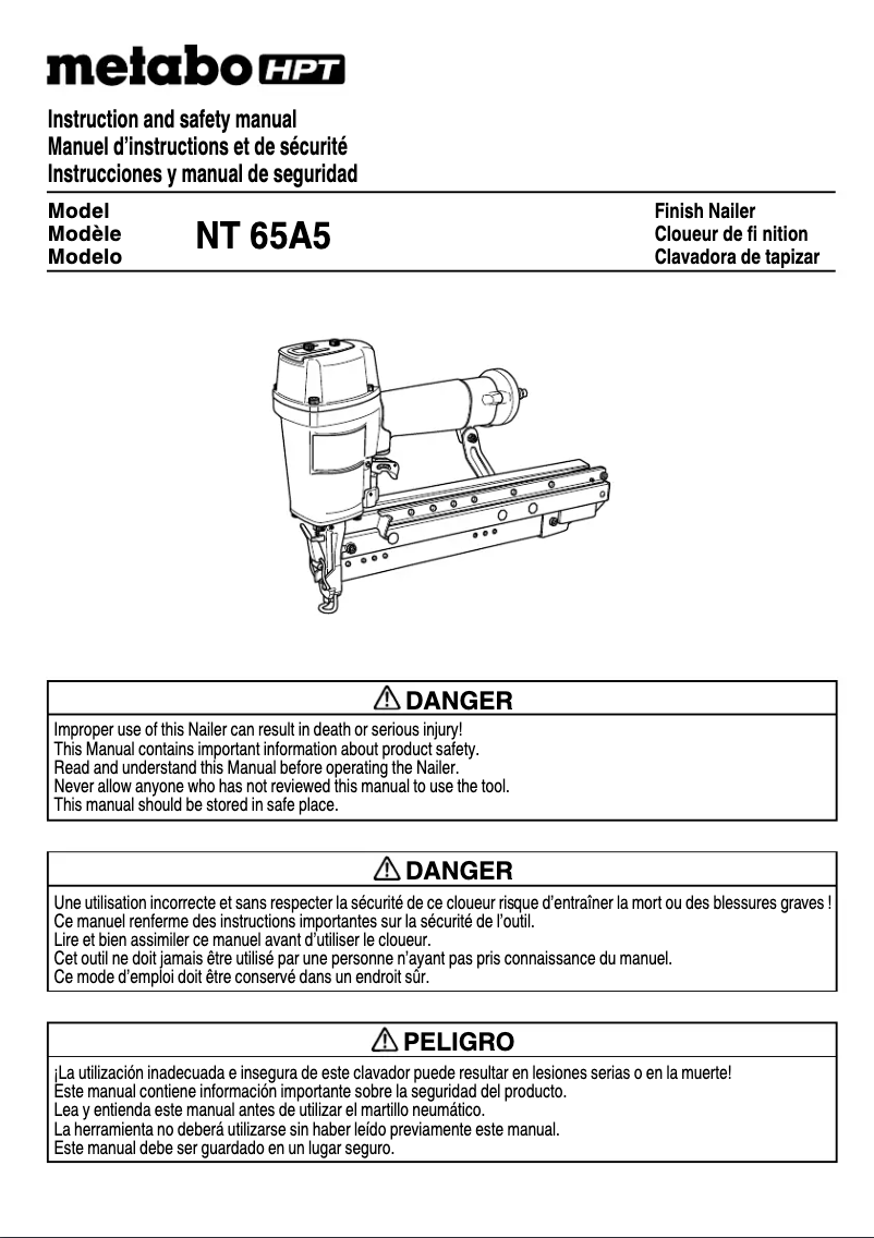 Page 1 de la notice Manuel utilisateur HiKOKI NT65A5