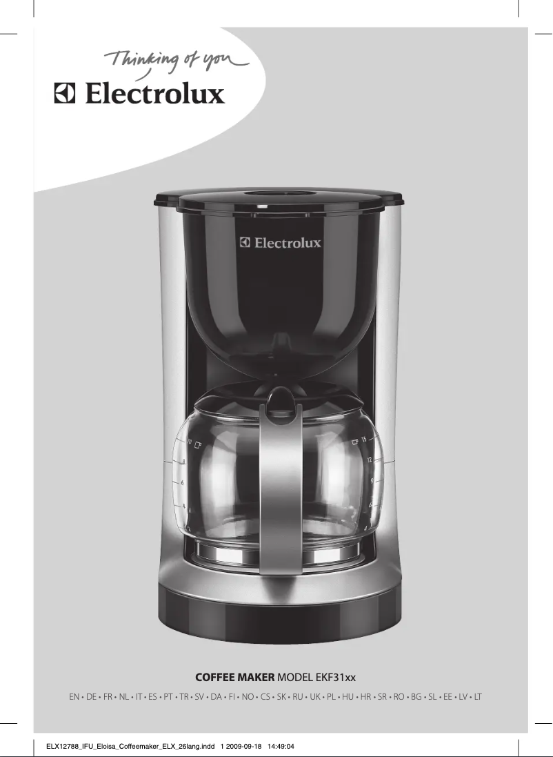 Page 1 de la notice Manuel utilisateur Electrolux EKF3100