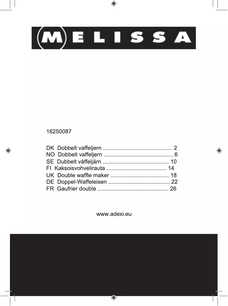 Page n°1 - Manuel utilisateur Melissa 16250087