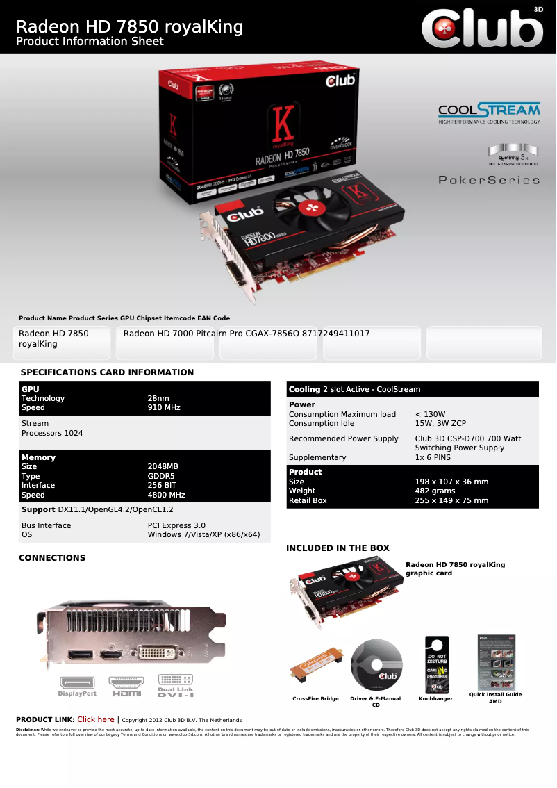Image de la première page du manuel de l'appareil Radeon HD 7850 royalKing