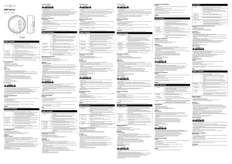 Page 1 de la notice Manuel utilisateur Nedis SPBT1001AL