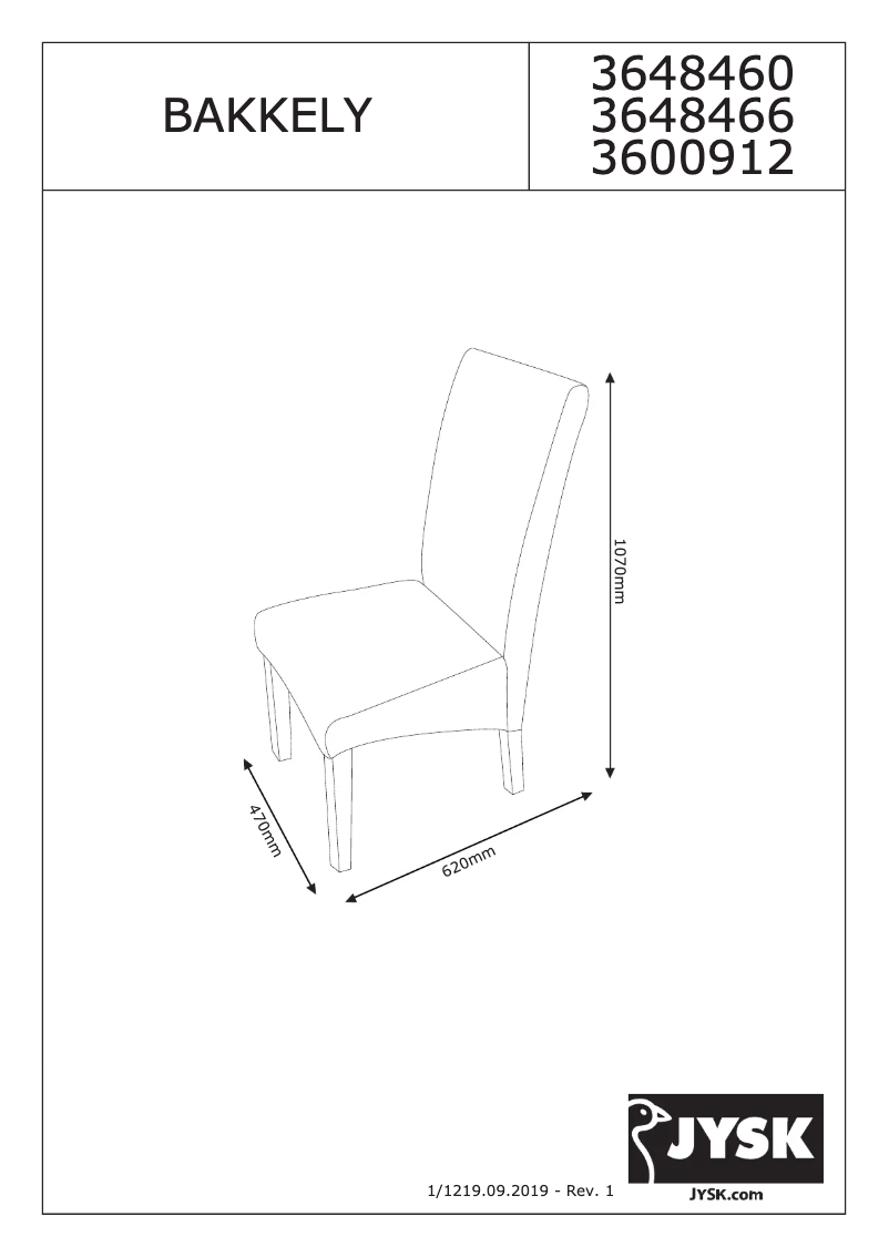 Página 1 del manual Manual de usuario JYSK Bakkely