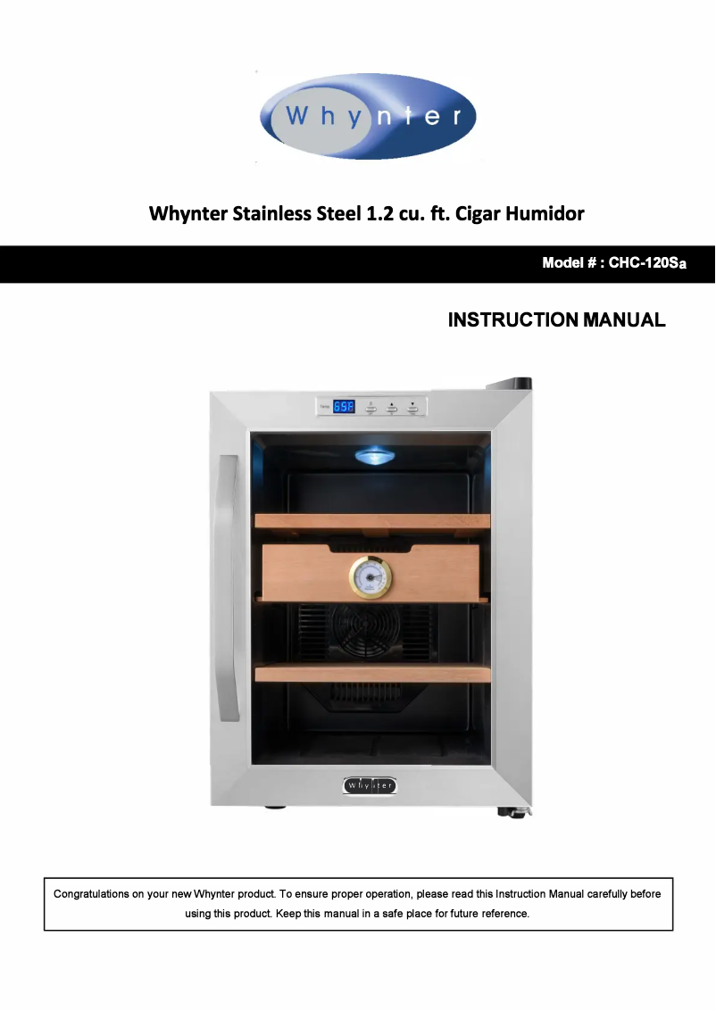 Page 1 de la notice Manuel utilisateur Whynter CHC-120S