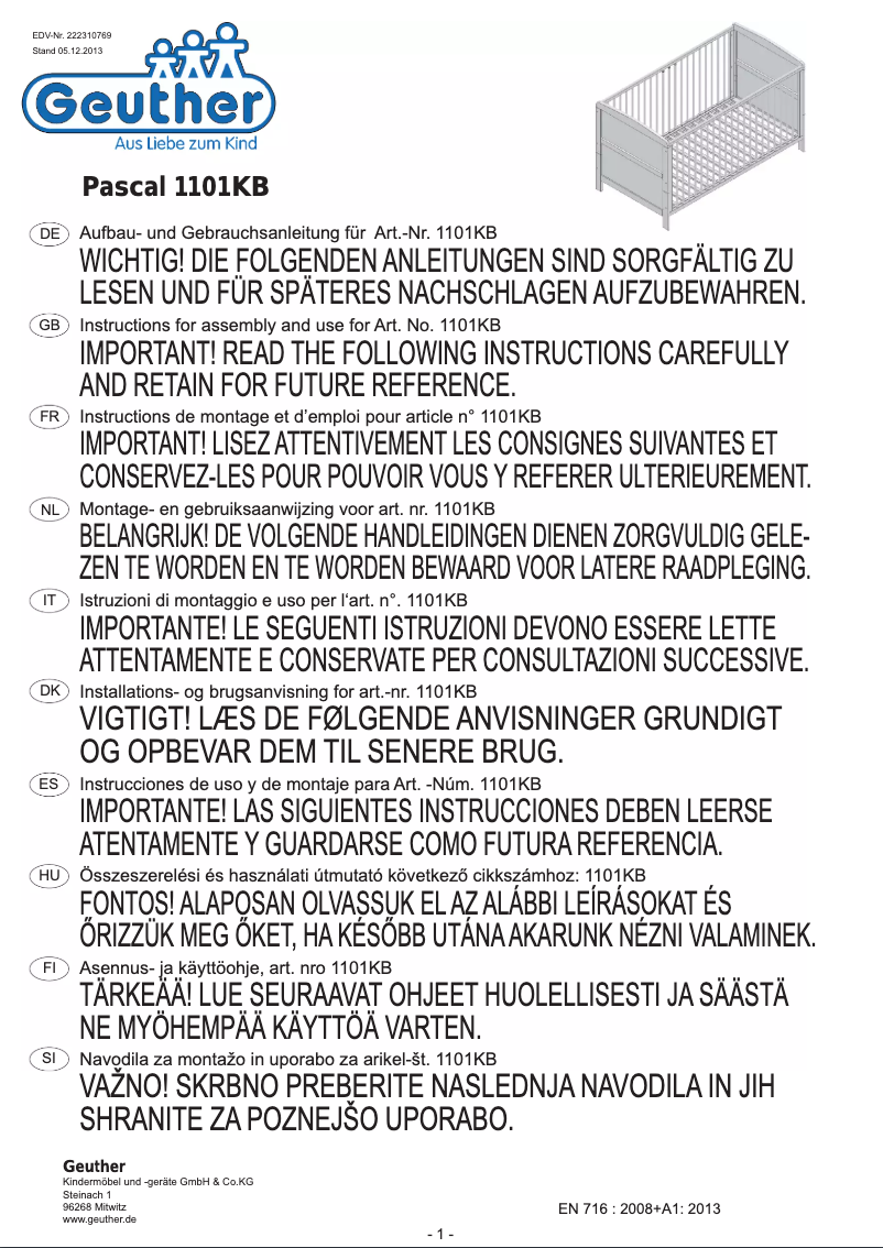 Page 1 de la notice Manuel utilisateur Geuther Pascal