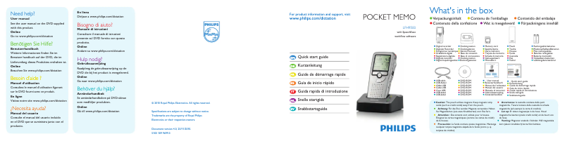 Page 1 de la notice Manuel utilisateur Philips Pocket Memo LFH9500